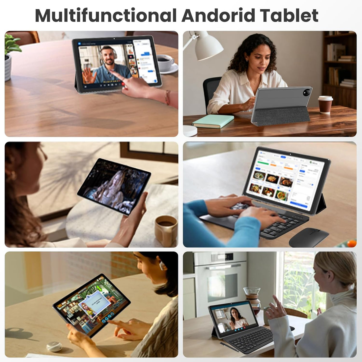 Tablette tactile 11 pouces Android 15, 20 Go + 128 Go + 1 To extensible, processeur octocœur, batterie haute capacité 8 000 mAh, Wi-Fi 6 (5 GHz/2,4 GHz), GPS, Bluetooth 5.0, double caméra 5 MP + 8 MP, Widevine L1, étui de protection – Noir