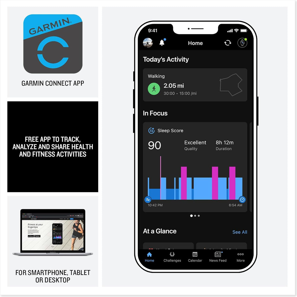 Présentation : Garmin Instinct® 3 45 mm, montre connectée GPS robuste pour l'extérieur, avec écran solaire, lunette renforcée en métal et lampe torche intégrée, couleur noire.