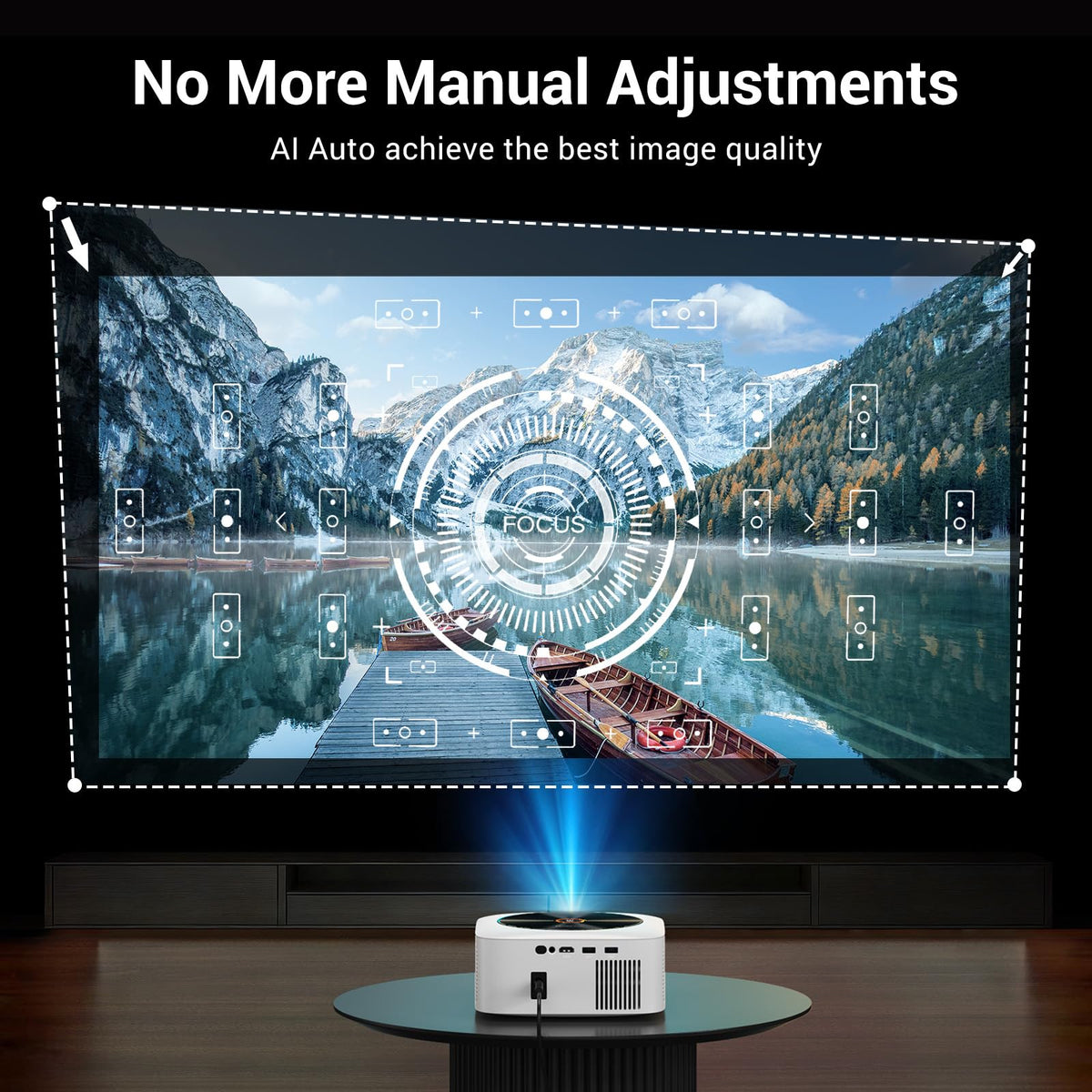 Projecteur extérieur intelligent HAPPRUN 1500 lumens ANSI, résolution 4K – Modèle pratique