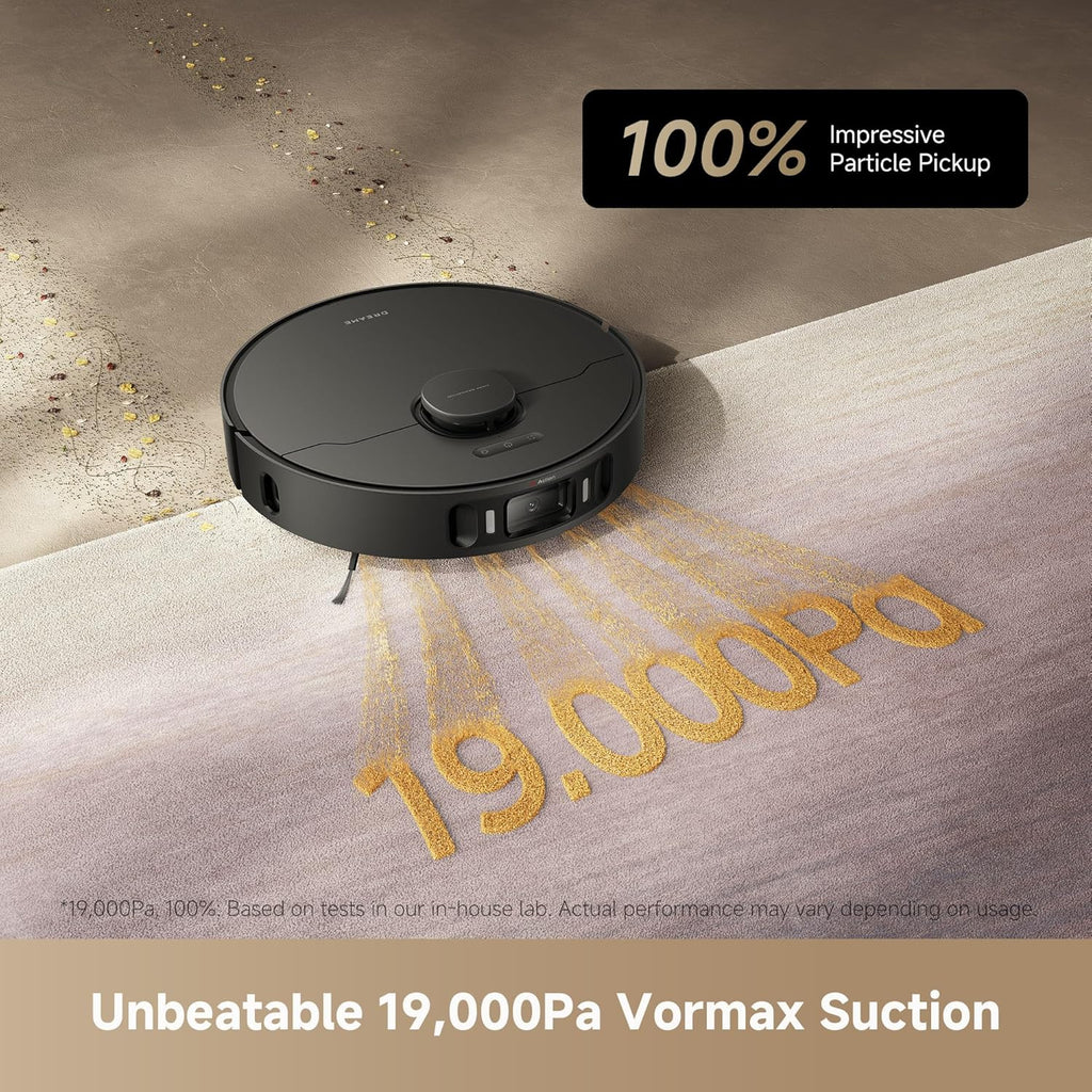 Aspirateur robot laveur DREAME L40s Ultra AE, aspiration de 19 000 Pa, bac à poussière à vidage automatique, serpillère flexible et table de lavage autonettoyante à 75 °C, large choix de brosses, station tout-en-un, remplissage automatique
