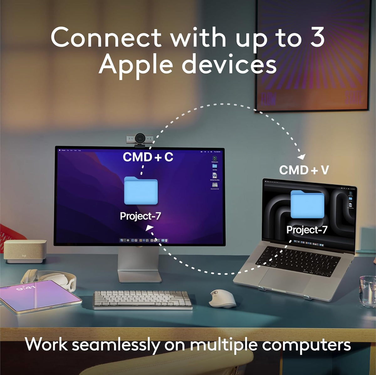 Logitech MX Keys S pour Mac, clavier sans fil, frappe fluide et précise comparable à celle d'un ordinateur compact portable, touches programmables, rétroéclairage, Bluetooth, rechargeable par USB-C pour MacBook Pro, MacBook Air, iMac et iPad - Gris