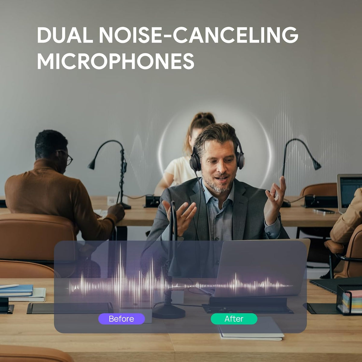 Casque USB Yealink UH37 avec microphone antibruit, casque filaire pour PC et ordinateur compact portable, certifié Teams, câble USB-A/C, compatible avec Zoom et autres plateformes de communications unifiées de premier plan.