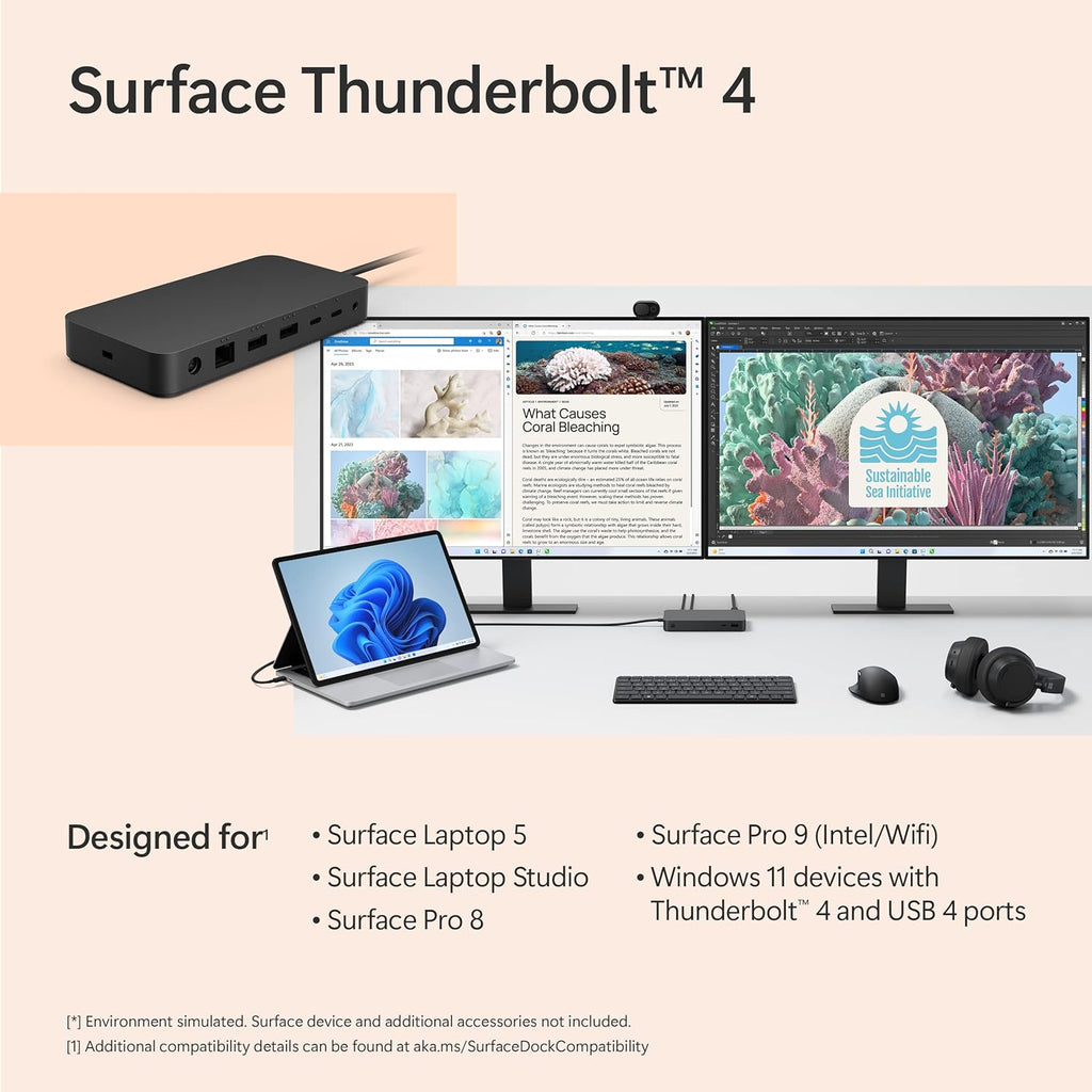 Station d'accueil Microsoft Surface Thunderbolt 4 - Noire (T8H-00001) – Modèle pratique
