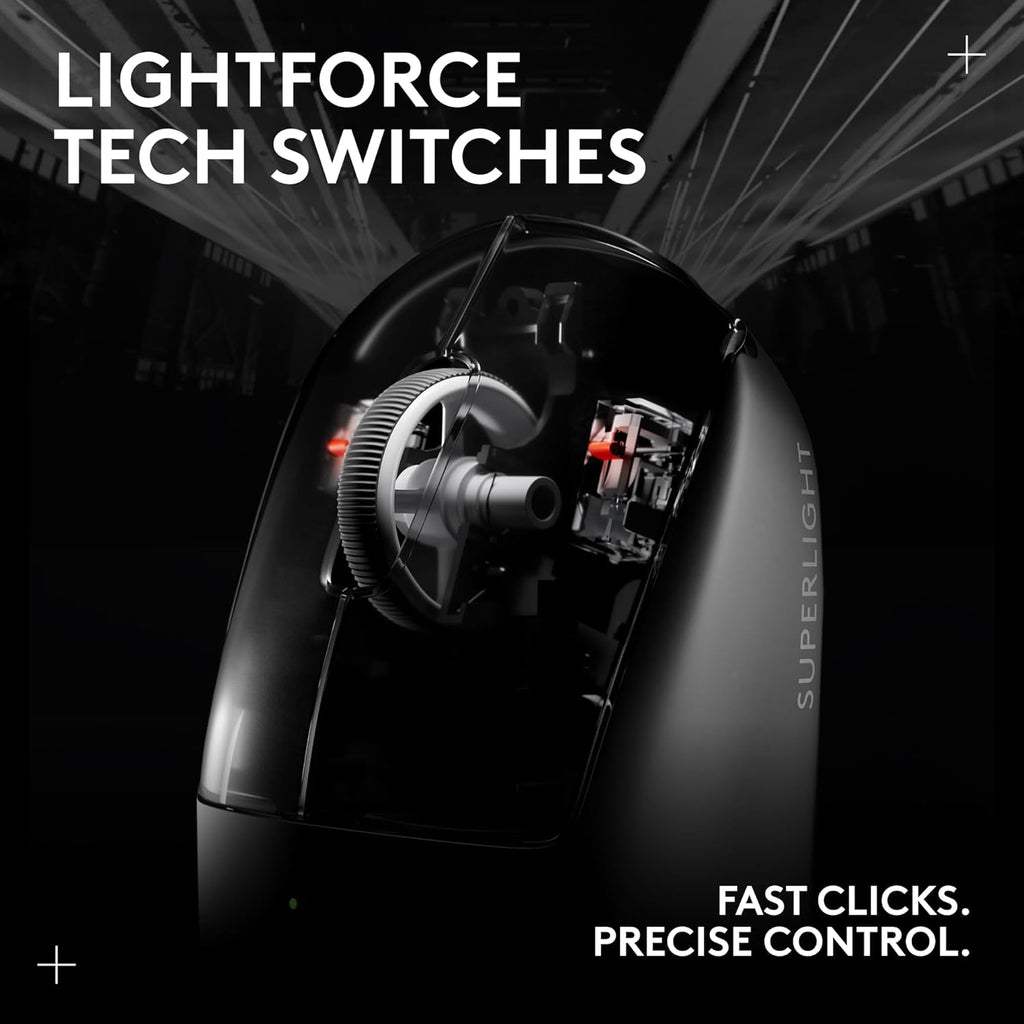 Souris gaming à connectivité sans fil Logitech G PRO X Superlight 2, 60 g, qualité professionnelle, 5 boutons programmables, capteur 44 000 DPI, taux de rapport 8 kHz, chargement USB-C pour PC/Mac - Noir