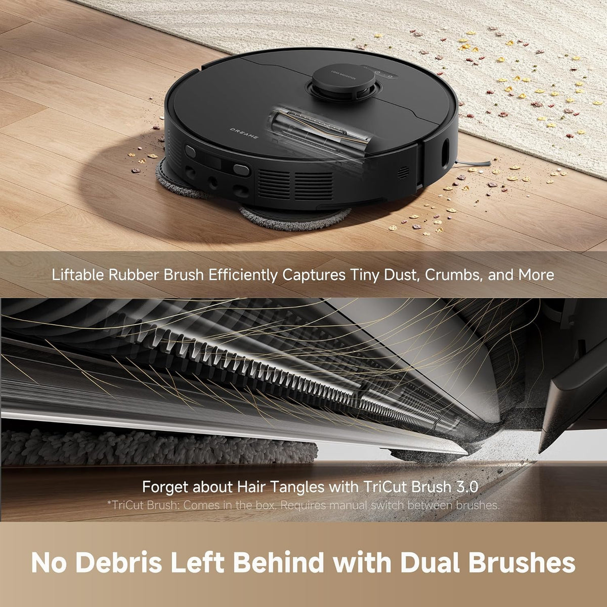 Aspirateur robot laveur DREAME L40s Ultra AE, aspiration de 19 000 Pa, bac à poussière à vidage automatique, serpillère flexible et table de lavage autonettoyante à 75 °C, large choix de brosses, station tout-en-un, remplissage automatique