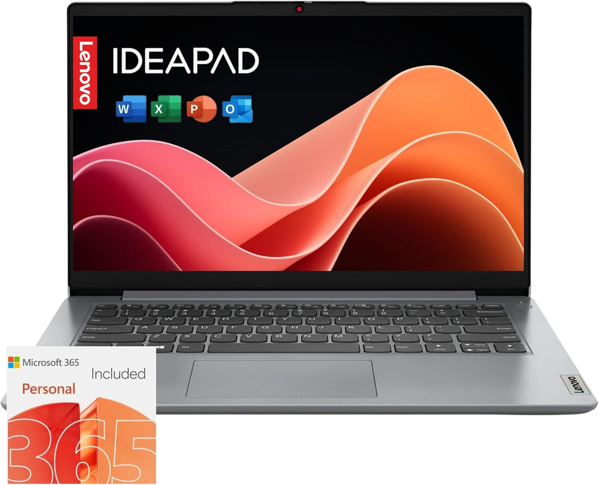 Ordinateur compact portable Lenovo IdeaPad 1i avec Office 365 Famille et Petite Entreprise • SSD 128 Go • 4 Go de RAM • Processeur Intel Core • Écran antireflet 14 pouces • Wi-Fi 6 • Autonomie de 11 heures • Windows 11 (sans souris)