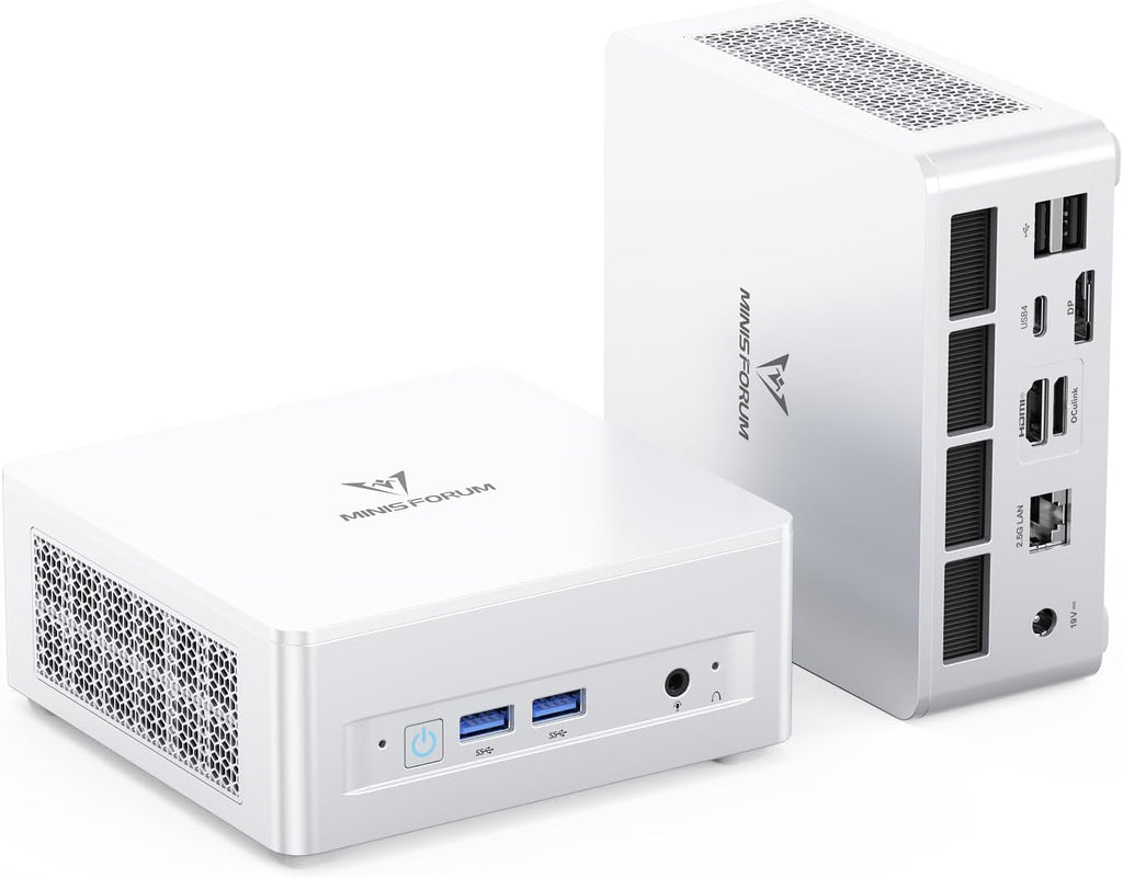 MINISFORUM UM880 Plus Mini PC Barebone AMD Ryzen 7 8845HS (8 cœurs/16 threads allant jusqu'à 5,1 GHz) Mini-ordinateurs sans RAM/SSD/OS Sortie vidéo HDMI/DP/USB4 OCuLink 2,5G LAN 5 ports USB Carte graphique Radeon 780M