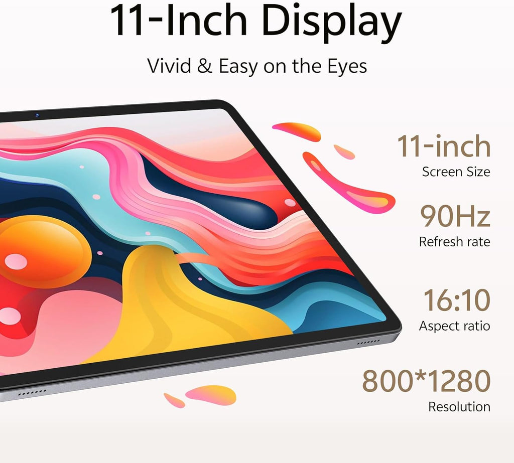 Tablette tactile Android 16 avec clavier, 11 pouces, processeur octocœur et intelligence artificielle Gemini, 20 Go de RAM + 128 Go de ROM (extensible jusqu'à 1 To), double caméra 13 MP + 8 MP, batterie 8 800 mAh, Wi-Fi 6, Widevine L1, 2 en 1 avec so