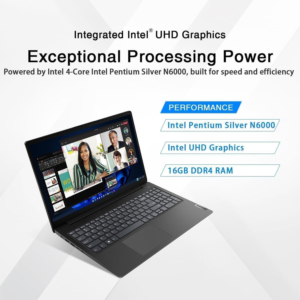 Ordinateur compact portable Lenovo V15 (2026) pour étudiants et professionnels | Processeur Intel Pentium quadricœur | Écran FHD 15,6 pouces (1920 x 1080) | 16 Go de RAM | SSD 1 To | Ethernet RJ-45 | Windows 11 avec Office 365 pour le Web