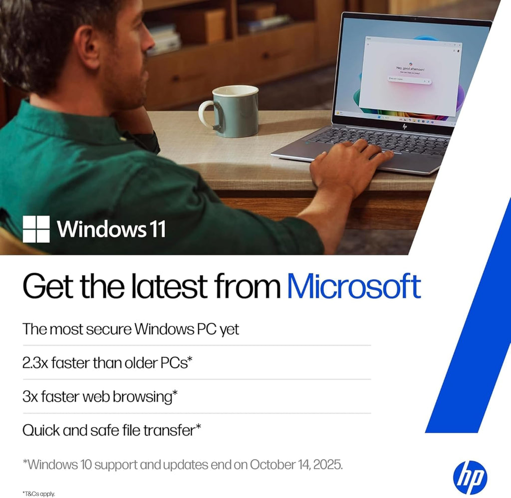 Ordinateur compact portable HP Ultrabook • 1 To de stockage en ligne avec 128 Go supplémentaires (64 Go internes et 64 Go externes USB) • 8 Go de mémoire vive intelligente • Autonomie d'une journée • Windows 11 • 1 an d'abonnement à Microsoft Office