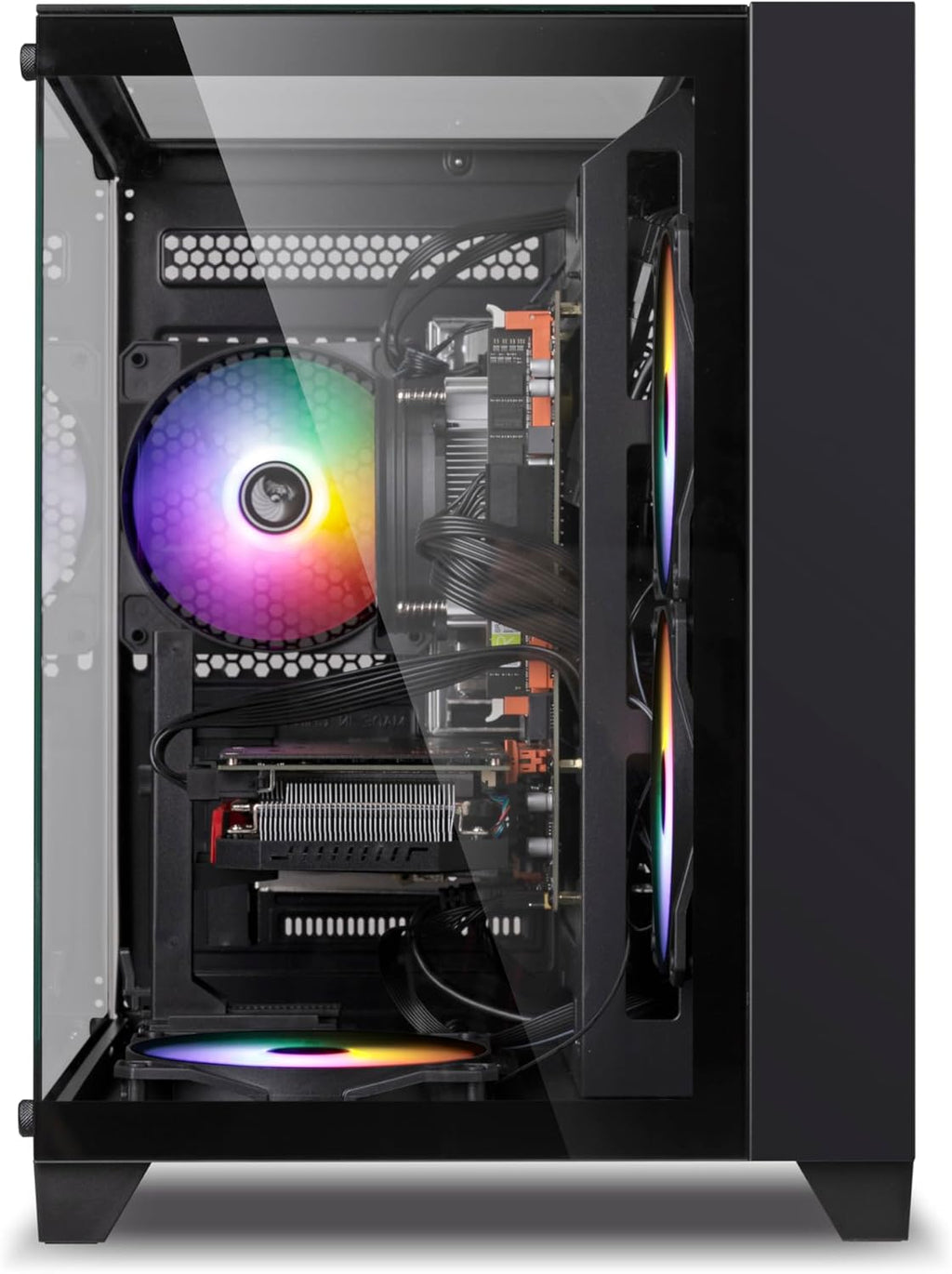 PC de bureau gaming pré-assemblé, processeur Intel Core i5 cadencé à 3,2-3,6 GHz, carte graphique RX550 doté de 4 Go de mémoire vidéo GDDR5, 16 Go de RAM, SSD NVMe de 512 Go, Wi-Fi 5, 4 ventilateurs RGB, Windows 11
