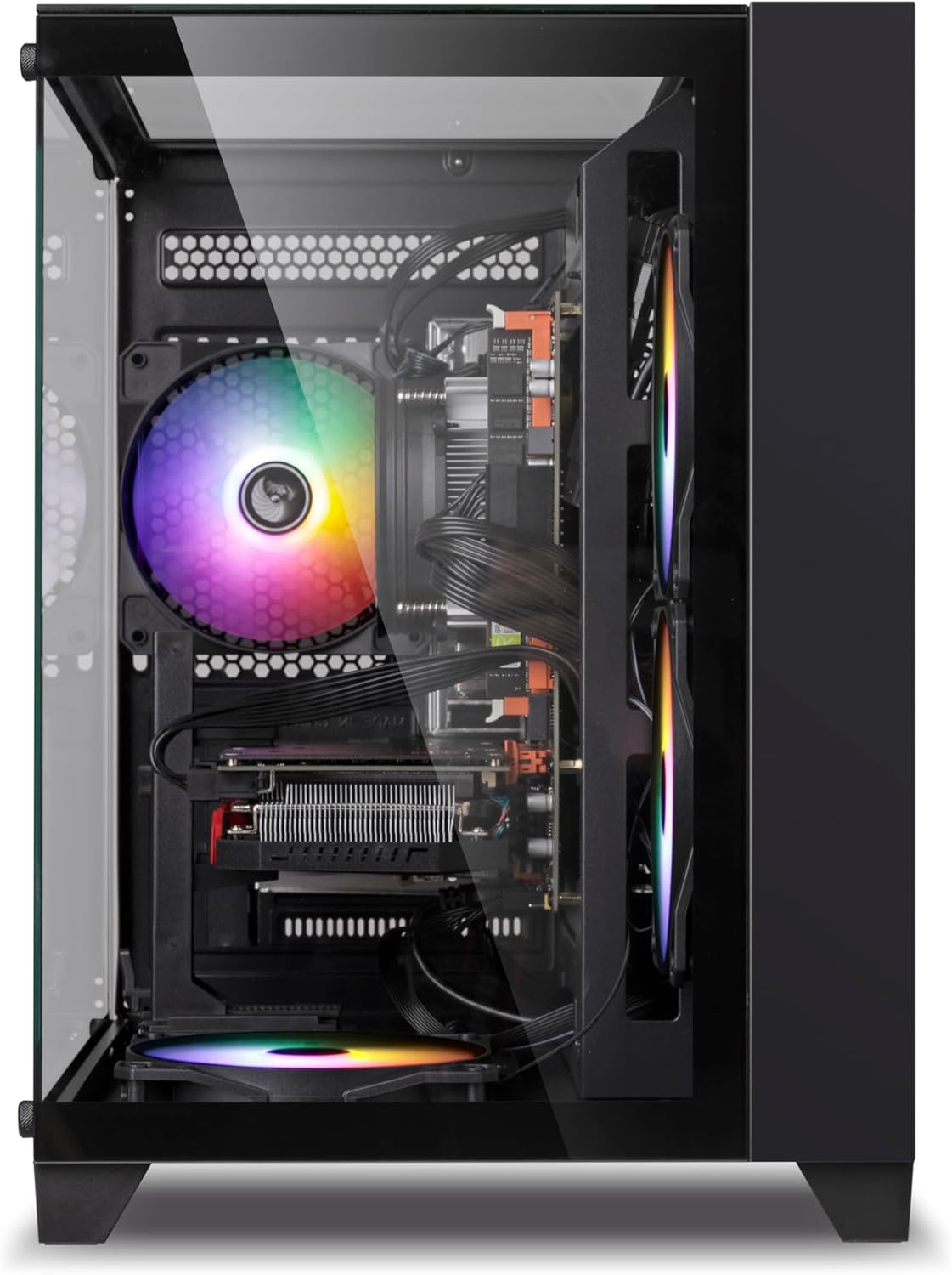 PC de bureau gaming pré-assemblé, processeur Intel Core i5 cadencé à 3,2-3,6 GHz, carte graphique RX550 doté de 4 Go de mémoire vidéo GDDR5, 16 Go de RAM, SSD NVMe de 512 Go, Wi-Fi 5, 4 ventilateurs RGB, Windows 11