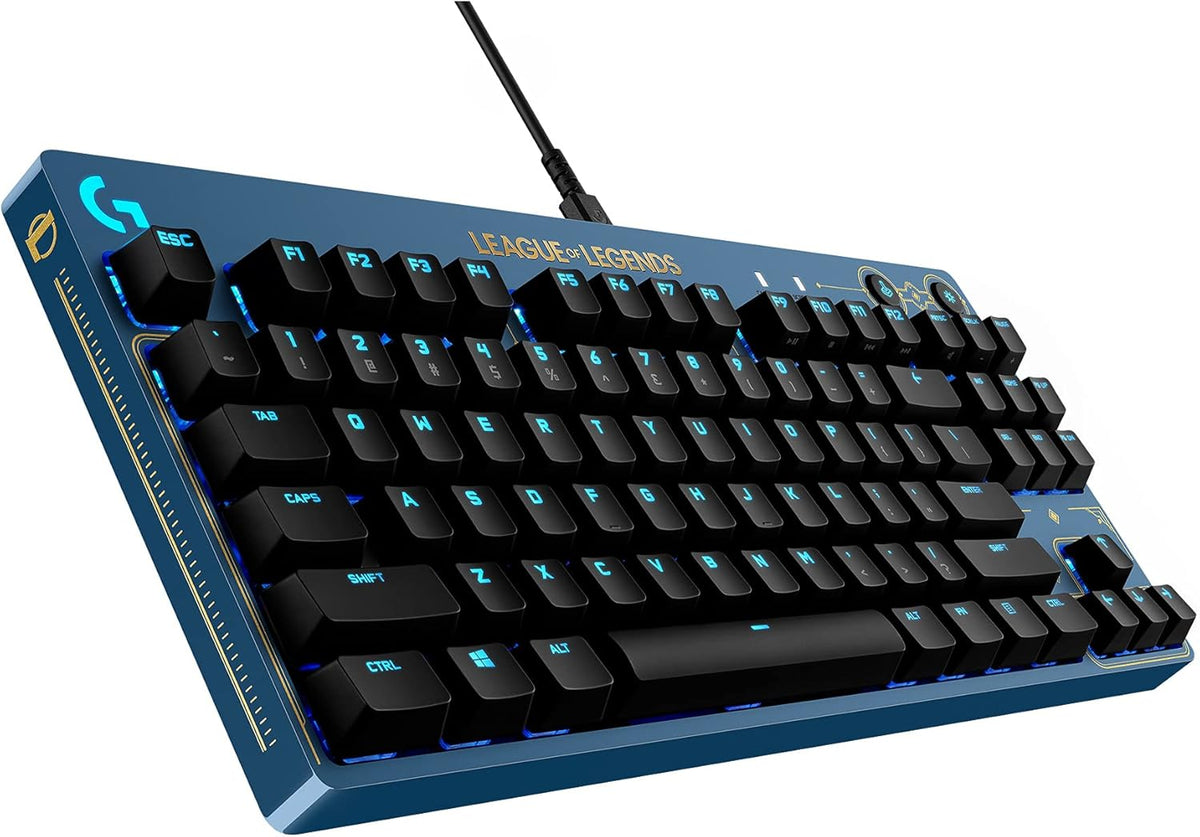 Clavier de jeu mécanique Logitech G PRO - Ultra-facile à transporter, format au format compact sans pavé numérique, câble USB détachable, touches rétroéclairées RGB LIGHTSYNC, édition officielle League of Legends