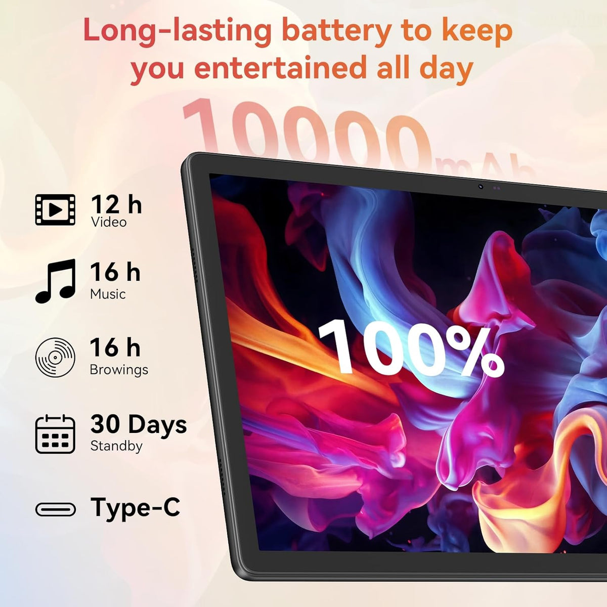 Tablette tactile | 14 pouces Android 16 | 30 Go de RAM, 256 Go de ROM | Écran IPS Full HD 1920 x 1200 | Batterie 10 000 mAh, charge rapide 30 W | Processeur octocœur | Wi-Fi 6, Bluetooth 5.4 | Double caméra | Clavier | Souris | Stylet | Étui | Casque