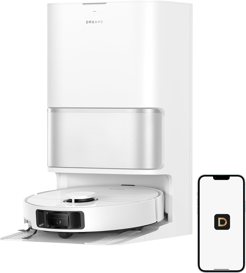 Aspirateur et laveur robot DREAME L40 Ultra Gen 2, aspiration de 25 000 Pa, brosse latérale extensible, station de nettoyage et de vidage automatique, commande vocale et application, blanc – Modèle pratique
