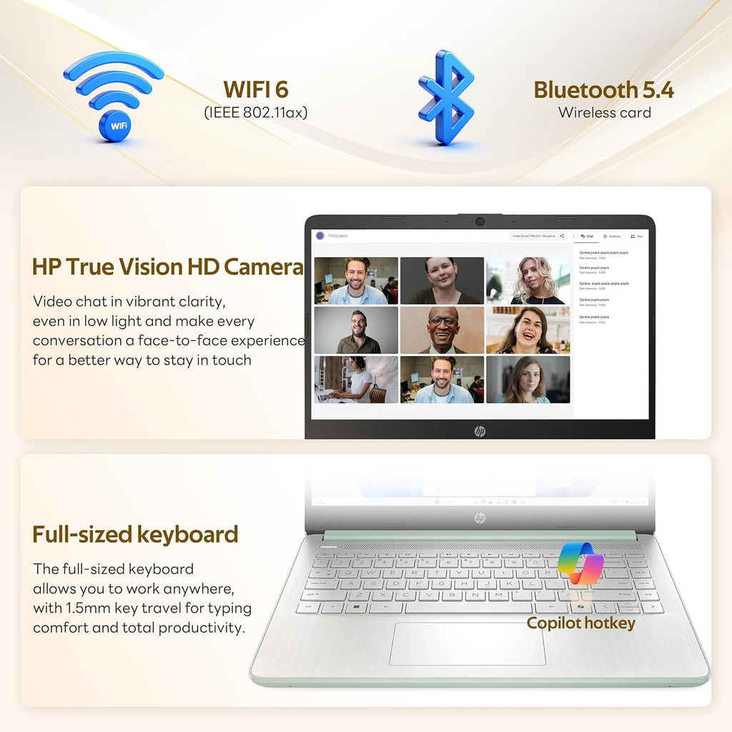 Ordinateur compact portable HP Stream 14 HD pour étudiants et professionnels avec AI Copilot, processeur Intel N150, 4 Go de RAM, 1,12 To de stockage (128 Go UFS + station d'accueil de 1 To), abonnement d'un an à Office 365, carte graphique Intel