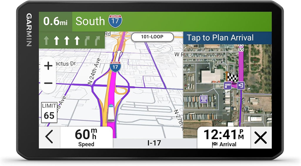 GPS Garmin dezl OTR720 écran généreux 7 pouces : Navigation personnalisée pour camions, imagerie satellite, vitesse du vent, quais de chargement et parkings partagés.
