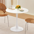 Table de salle à manger ronde, table tulipe circulaire de 80 cm dotée de plateau épais et pied en métal, table bistro moderne du milieu du siècle pour cuisine, petits espaces, salon, café (blanche)