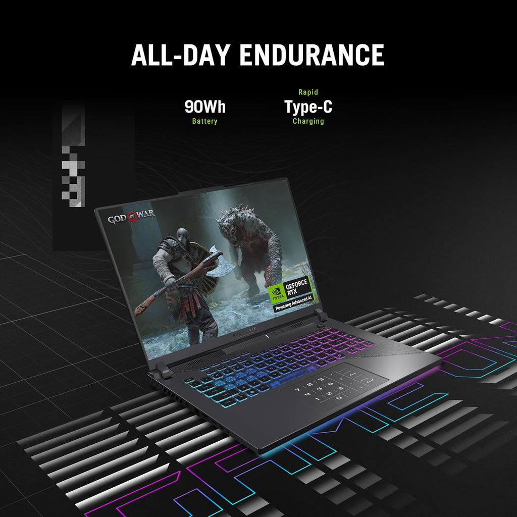 ASUS ROG Strix G16 (2025) Ordinateur compact portable de jeu 16 pouces ROG Nebula 16:10 2,5K 240 Hz/3 ms NVIDIA® GeForce RTX™ 5070 Processeur AMD Ryzen™ 9 9955HX 32 Go DDR5-5600 SSD PCIe Gen 4 1 To Wi-Fi 6E Windows 11 Famille