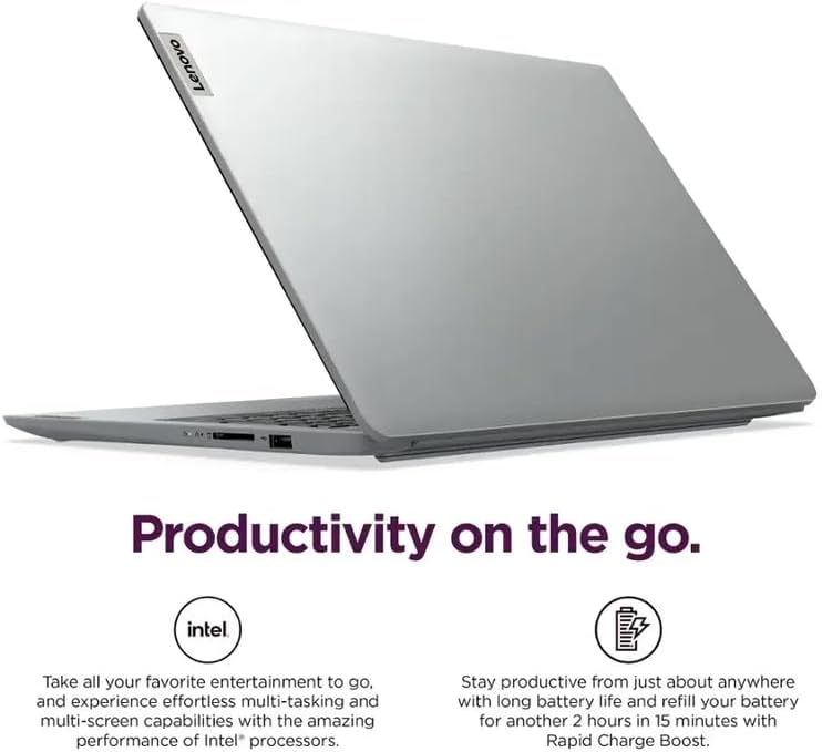 Ordinateur compact portable Lenovo IdeaPad 15,6 pouces, 20 Go de RAM, 1,6 To de stockage (1 To SSD + 128 Go eMMC + carte SD de 512 Go), Windows 11 avec 1 an d'abonnement à Microsoft Office 365, processeur Intel Celeron, écouteurs PLUSERA, gris nuage.