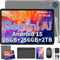 Tablette tactile Android 15 (2026), 10 pouces, avec clavier, 24 Go + 256 Go + 2 To extensible, tablette 2-en-1 avec processeur 8 cœurs, Wi-Fi 5 GHz, batterie 8 000 mAh, Bluetooth 5.0, GMS, GPS, intelligence artificielle Gemini, avec souris, étui et s