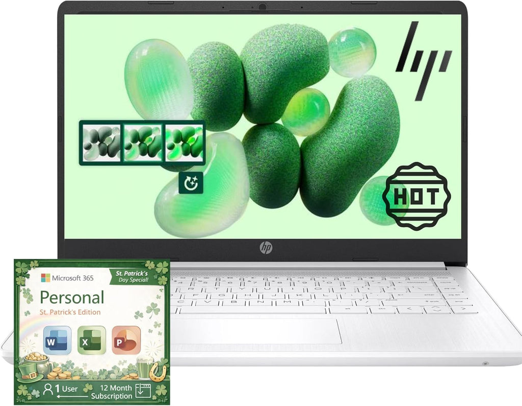 Ordinateur compact portable HP Essentiel pour la famille et les étudiants avec Microsoft 365 - 1,1 To de stockage - 8 Go de RAM - Processeur Intel intégré | Écran antireflet | SSD de 64 Go et 1 To de stockage cloud | Charge rapide | Autonomie de 12