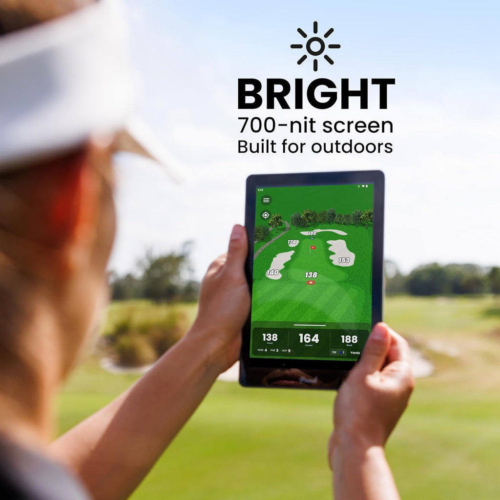 Tablette tactile GPS portable Pinned Golf - Le Caddie - Écran tactile magnétique résistant aux intempéries - Distances FCB - 45 000 cartes de parcours - Cadeau pour homme - Gris