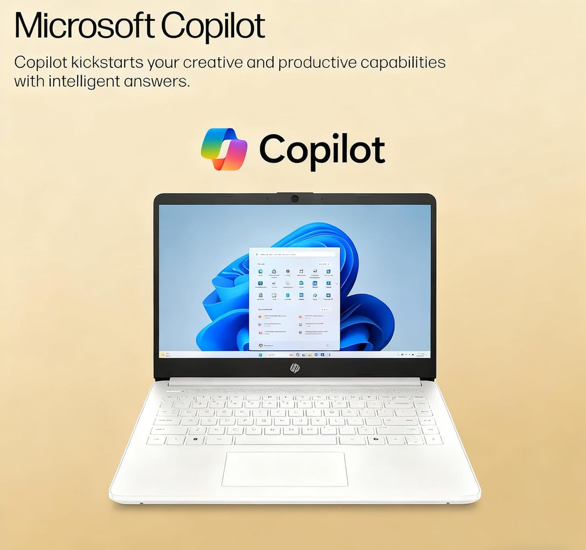 Ordinateur compact portable HP 14 HD - Processeur Intel Celeron, 8 Go de RAM, 64 Go de stockage eMMC - Léger et doté d'une autonomie de 12 h - Design élégant avec de nombreux ports - Webcam et micro intégrés - Idéal pour les professionnels, les
