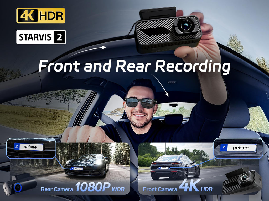 PELSEE P1 Pro 4K Double caméra embarquée doté de vision nocturne et GPS
