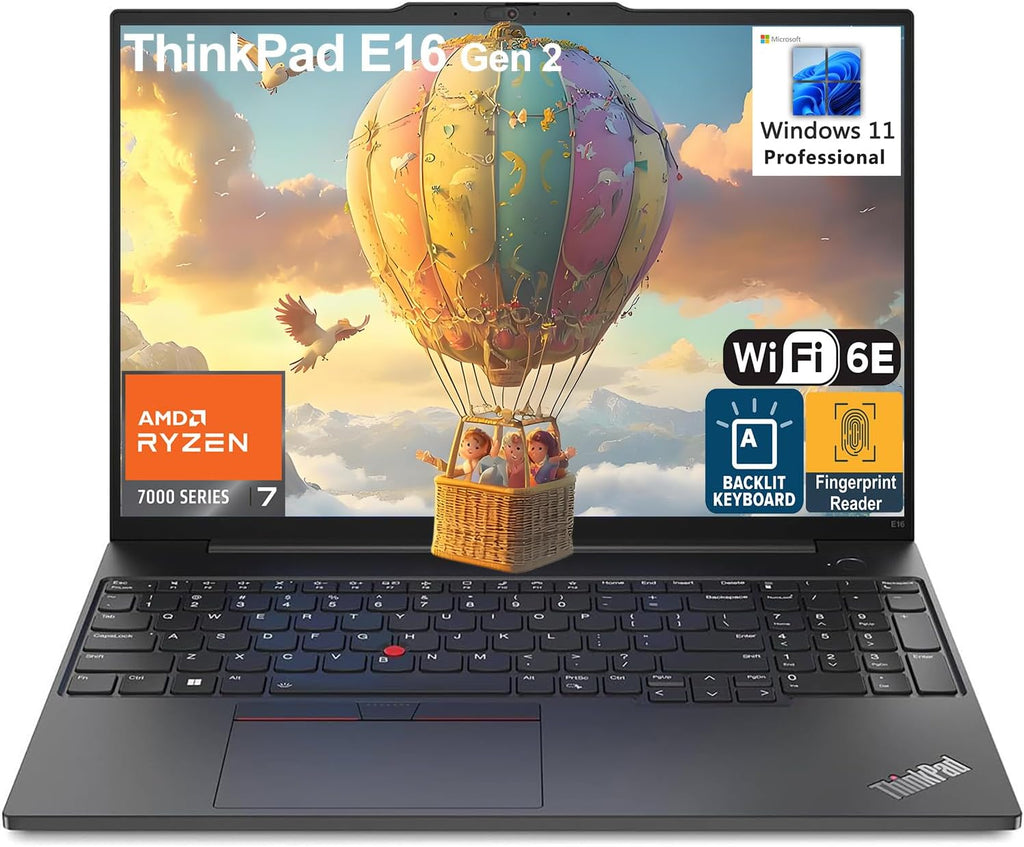 Ordinateur compact portable professionnel Lenovo ThinkPad E16 G2, écran 16 pouces FHD+, processeur AMD Ryzen 7 7735HS à 8 cœurs (supérieur au i7-1360P), 16 Go de RAM DDR5, SSD PCIe de 1 To, Wi-Fi 6E, lecteur d'empreintes digitales, clavier