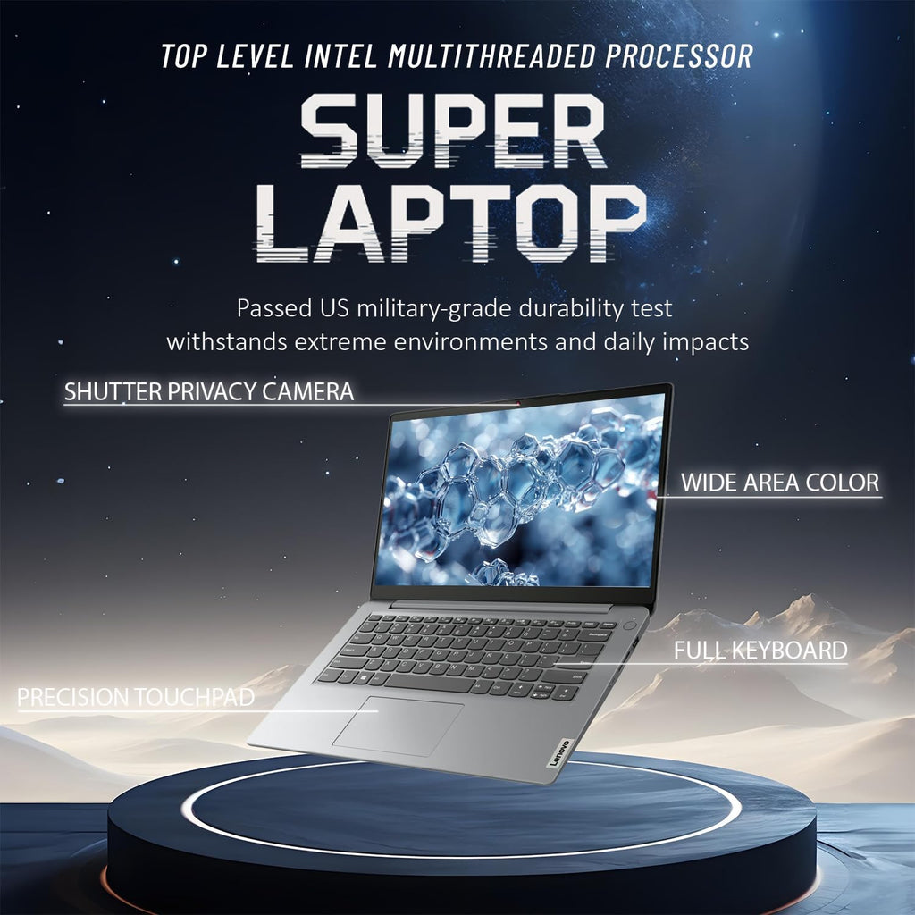 Ordinateur compact portable Lenovo IdeaPad avec Microsoft Office, processeur Intel hautes performances, 12 Go de mémoire, 1,2 To (1 To Cloud et 256 Go SSD), autonomie de 11 heures, lecteur de carte SD, port USB-C, webcam, clé USB de récupération