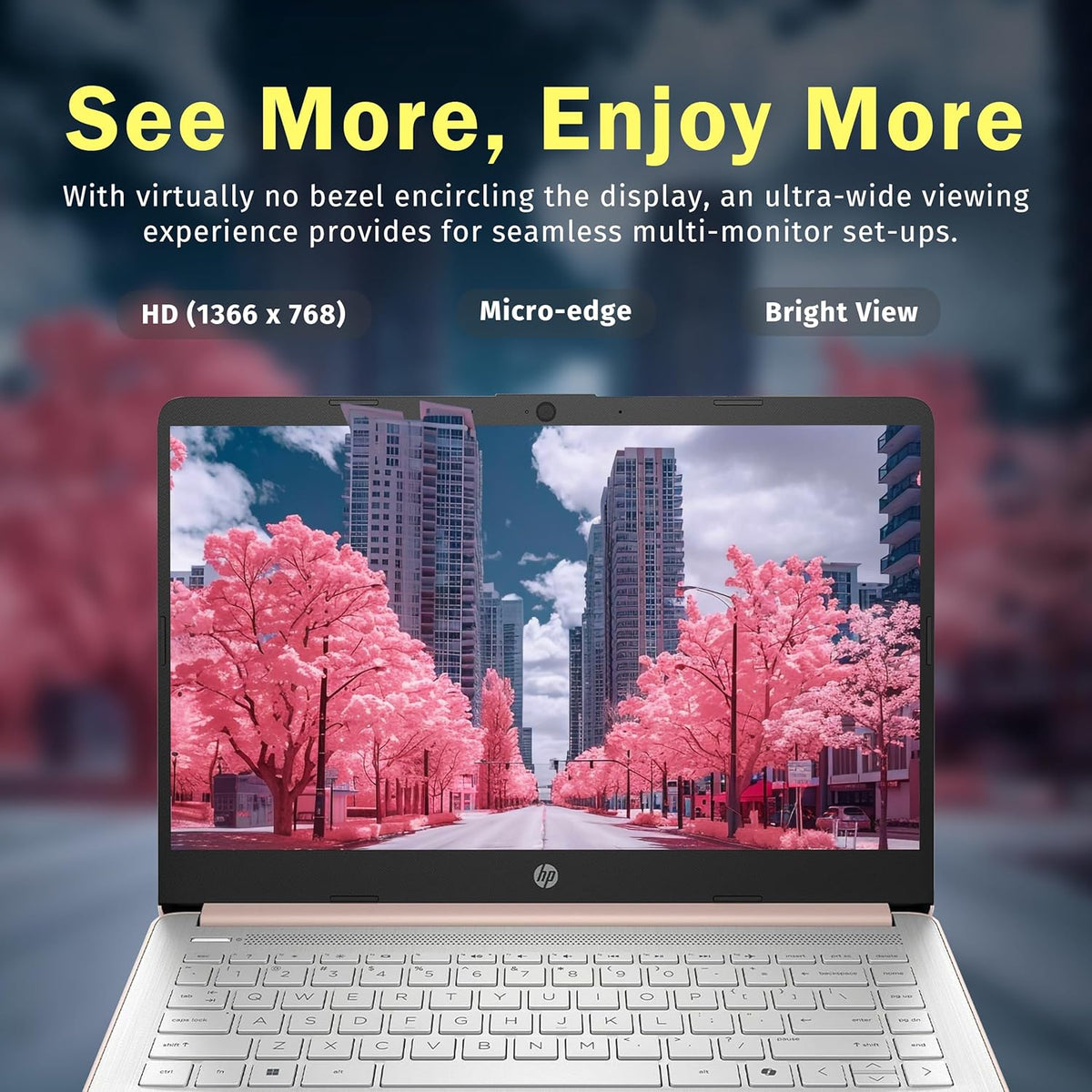 Ordinateur compact portable HP Stream 14 HD, processeur Intel N150, 4 Go de RAM, disque dur UFS de 128 Go, carte graphique Intel, webcam, Wi-Fi 6, autonomie longue durée, Copilot, Windows 11 S, couleur or (reconditionné)