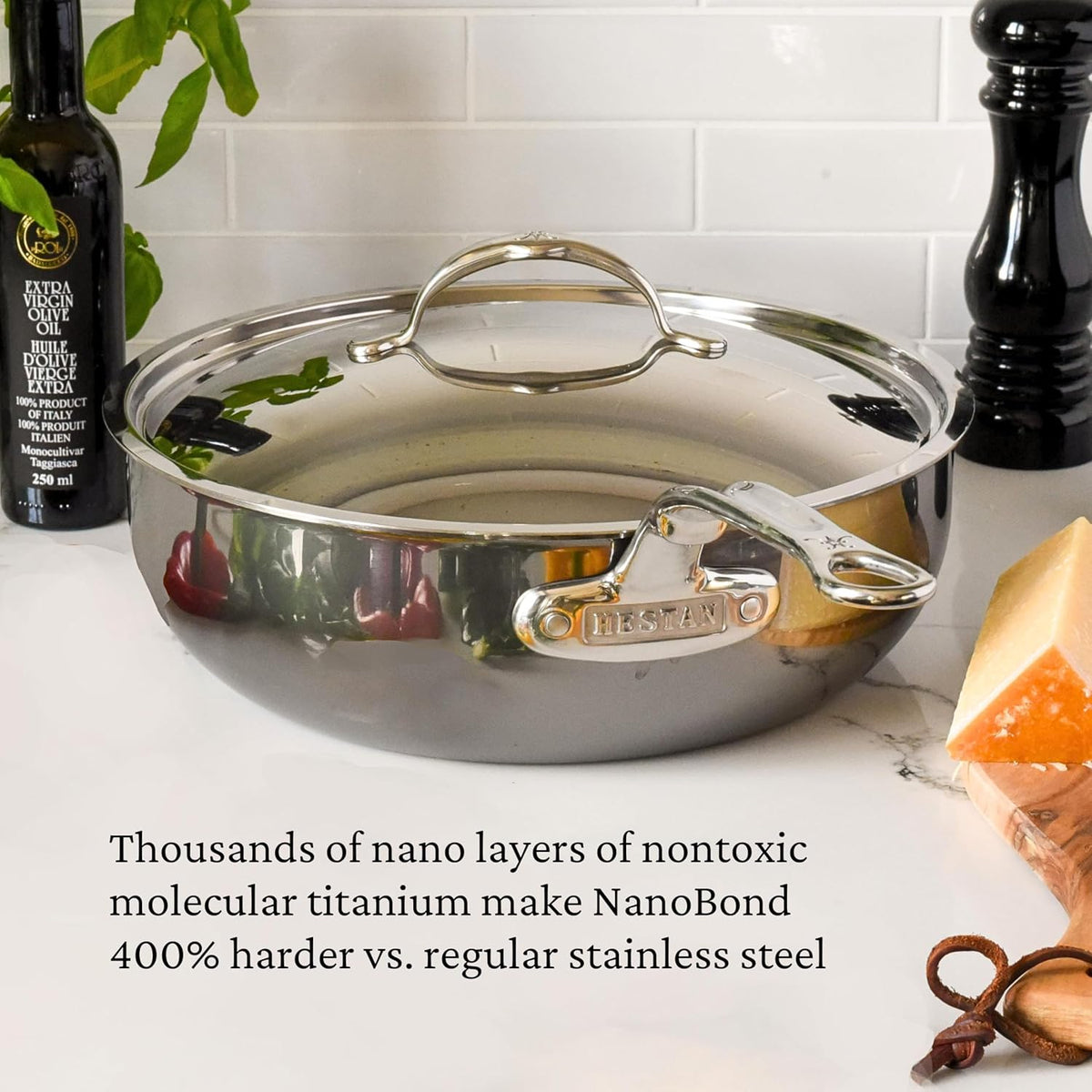 Hestan - Collection NanoBond - Poêle tout-en-un en titane, compatible doté de les plaques à induction, 3,5 litres