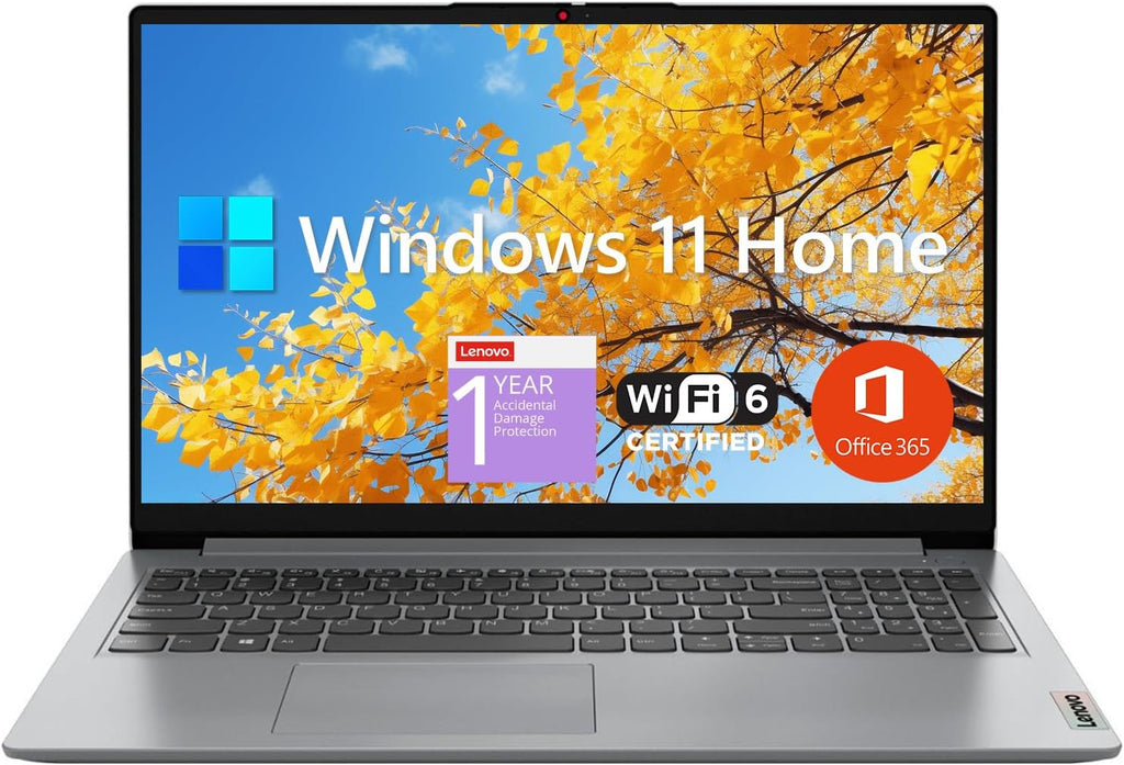 Ordinateur compact portable étudiant Lenovo IdeaPad 1 : écran FHD 15,6 pouces, processeur Intel Dual Core, 12 Go de RAM, SSD 512 Go + eMMC 128 Go, abonnement d’un an à Office 365, Wi-Fi 6, webcam, Bluetooth, lecteur de carte SD, Windows 11 Famille