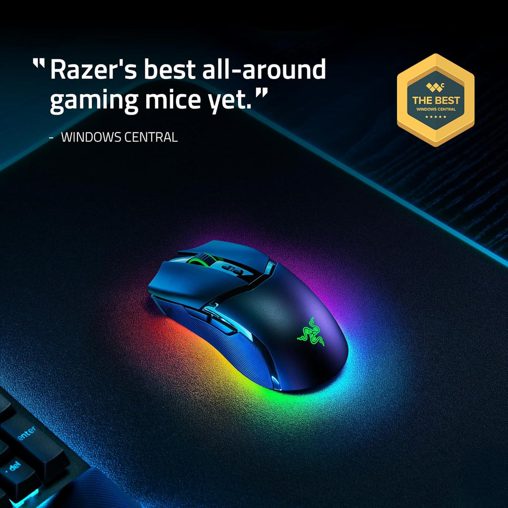 Souris gaming à connectivité sans fil Razer Cobra Pro : 10 commandes personnalisables - Éclairage Chroma RGB - Capteur optique 30 000 points de couleur - Interrupteurs Gen 3 - 2,4 GHz, Bluetooth et USB Type-C - allant jusqu’à 170 h d’autonomie - Noir