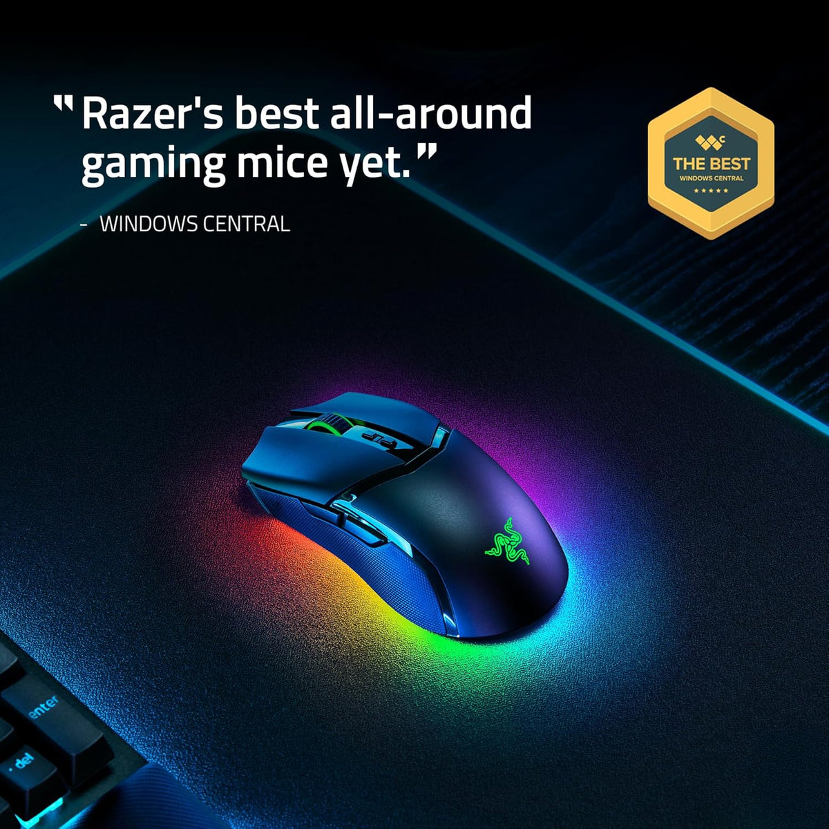 Souris gaming à connectivité sans fil Razer Cobra Pro : 10 commandes personnalisables - Éclairage Chroma RGB - Capteur optique 30 000 points de couleur - Interrupteurs Gen 3 - 2,4 GHz, Bluetooth et USB Type-C - allant jusqu’à 170 h d’autonomie - Noir