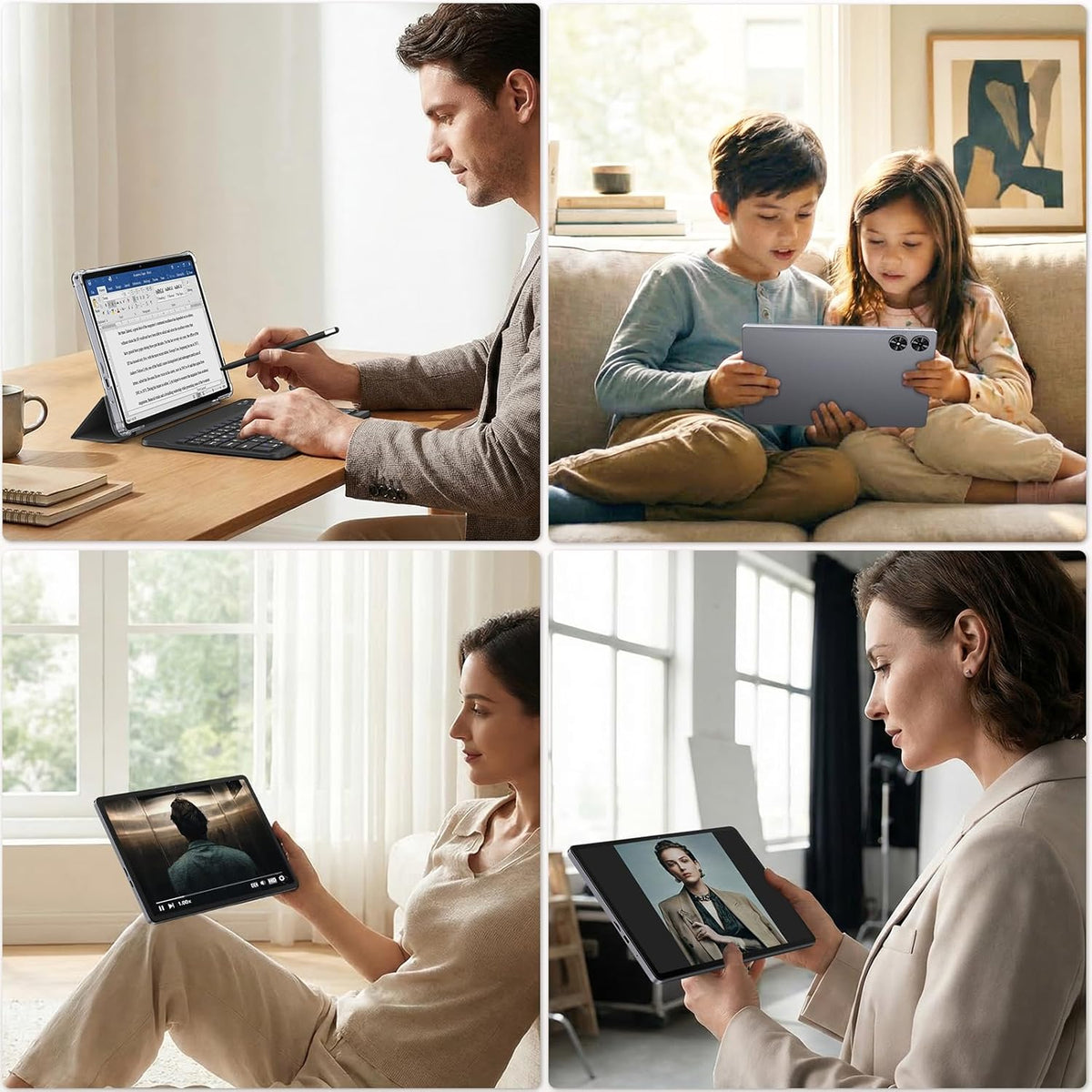 Tablette tactile Android 16 avec clavier, 11 pouces, processeur octocœur et intelligence artificielle Gemini, 20 Go de RAM + 128 Go de ROM (extensible jusqu'à 1 To), double caméra 13 MP + 8 MP, batterie 8 800 mAh, Wi-Fi 6, Widevine L1, 2 en 1 avec so