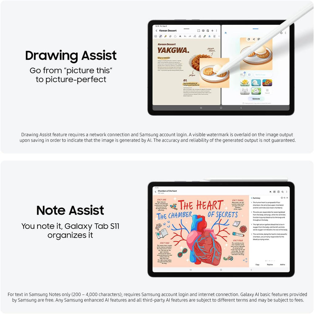 Tablette tactile Samsung Galaxy Tab S11 256 Go WiFi Android, grand écran, résistante, fine et légère, hautes performances, longue autonomie, S Pen pour la prise de notes, assistance IA, version US, grise
