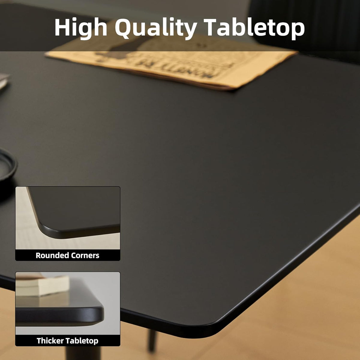 Table de salle à manger carrée, table tulipe de 80 cm dotée de plateau épais et pied en métal, table bistro moderne du milieu du siècle pour cuisine, petits espaces, salon, café (noir)