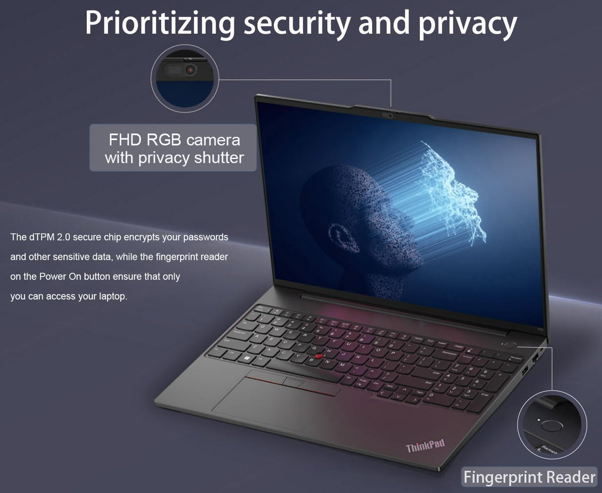 Ordinateur compact portable professionnel Lenovo ThinkPad E16 Gen 2 (écran 16 pouces FHD+ antireflet, processeur AMD Ryzen 7 7735U (supérieur à Intel i7-1355U), 16 Go de RAM DDR5, SSD de 512 Go), lecteur d'empreintes digitales rétroéclairé, Wi-Fi