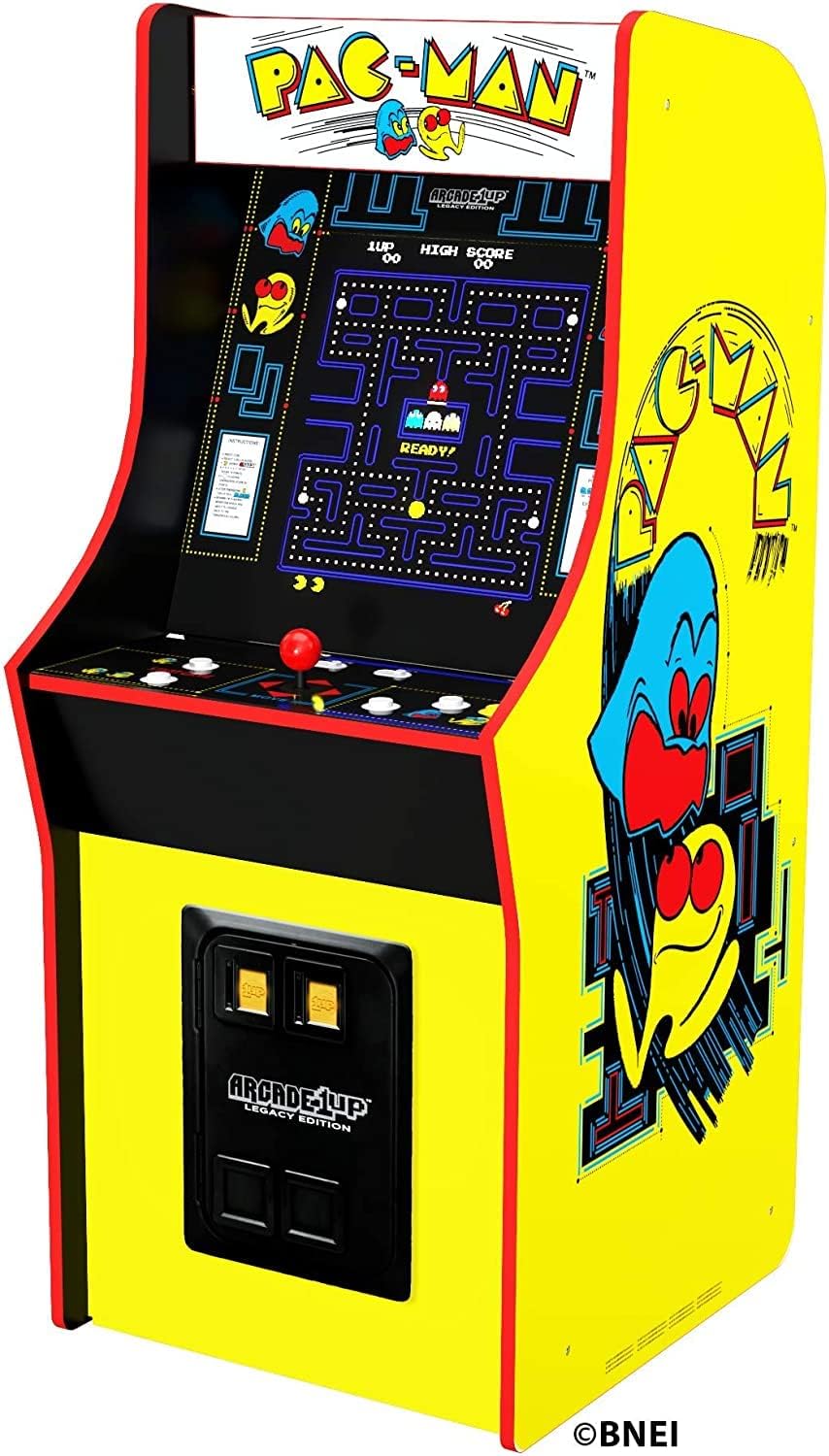 La version classique de Pac-Man de Bandai, incluant 12 jeux et une borne d'arcade de 1,20 mètre de haut.