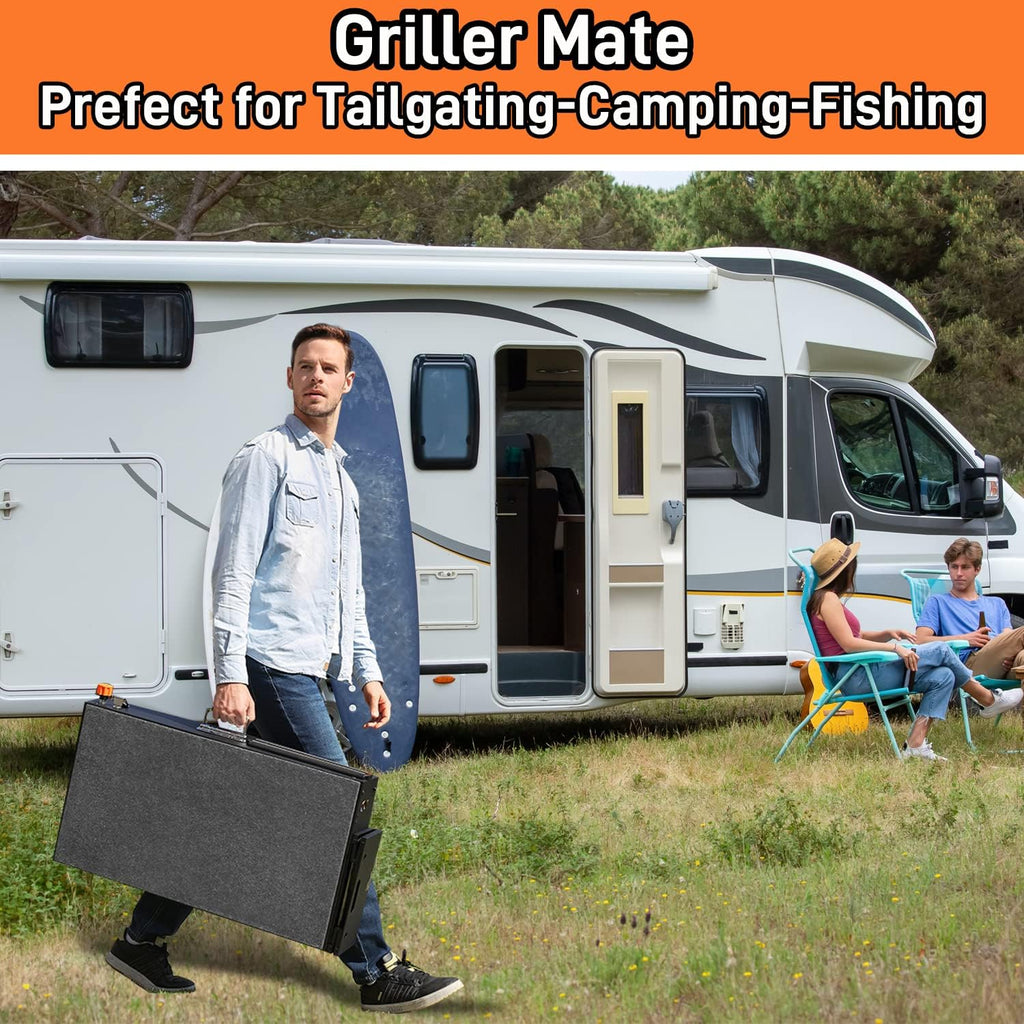 Table de cuisson pour plancha Blackstone, table de cuisson portable dotée de chariot - Convient aux autres planchas de table de 17 ou 22 pouces. Support pliable Ninja pour plancha et support Blackstone pour le camping et les pique-niques en plein air