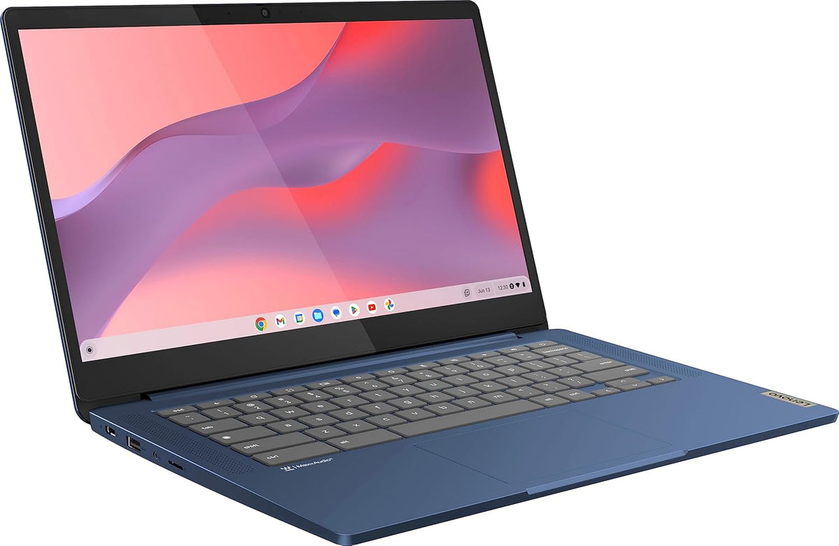 Chromebook haut de gamme Lenovo, ordinateur compact portable fin et léger avec écran tactile FHD de 14 pouces, processeur MediaTek Kompanio 520 à 8 cœurs, 4 Go de RAM, 64 Go de stockage eMMC, Wi-Fi 6, Chrome OS, bleu abysse