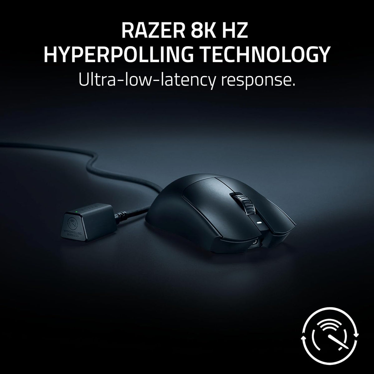 Souris gaming à connectivité sans fil Razer Viper V3 Pro : symétrique, légère (54 g), fréquence de rafraîchissement de 8 000 Hz, capteur optique 35 000 DPI, commutateurs optiques Gen3, 8 boutons programmables, autonomie de 95 h, noire.