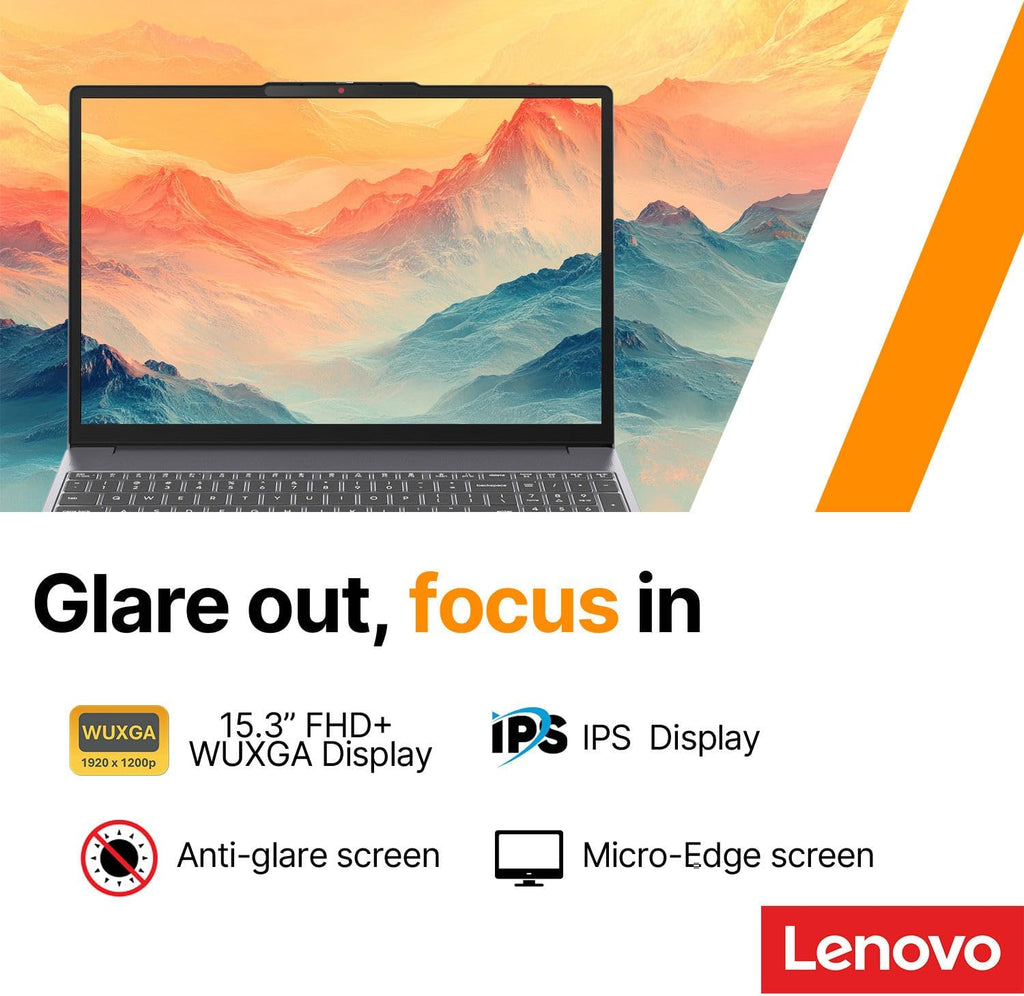 Ordinateur compact portable professionnel Lenovo IdeaPad • Écran FHD+ 15,3 pouces • Processeur Intel Core i7-13620H à 10 cœurs • 16 Go de RAM DDR5 • SSD PCIe de 512 Go • Intelligence artificielle Copilot • Wi-Fi 6 et Bluetooth 5.2 • Windows 11 •