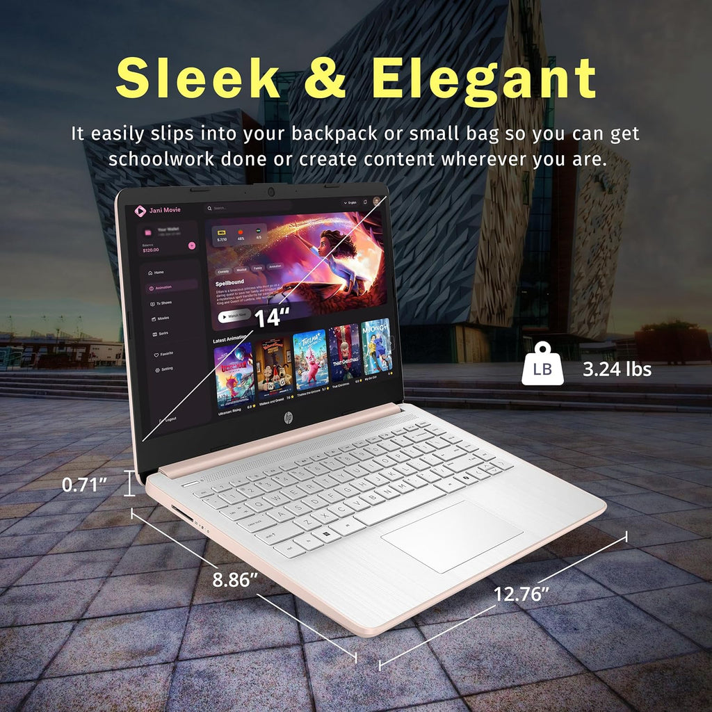 Ordinateur compact portable HP Stream 14 HD, processeur Intel N150, 4 Go de RAM, disque dur UFS de 128 Go, carte graphique Intel, webcam, Wi-Fi 6, autonomie longue durée, Copilot, Windows 11 S, couleur or (reconditionné)