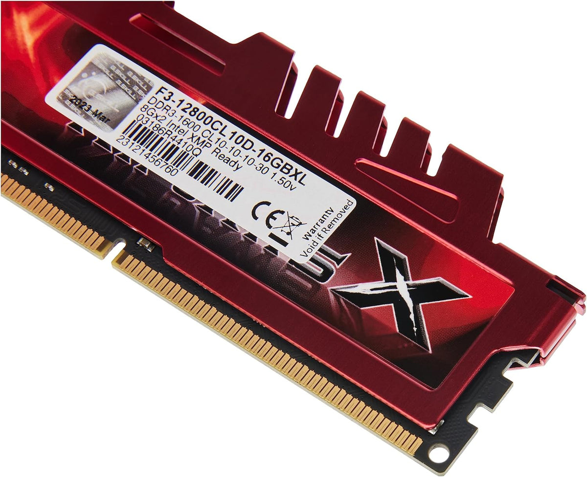 Mémoire RAM DDR3 G.SKILL RipjawsX Series (XMP) 16 Go (2 x 8 Go) 1600 MT/s CL10-10-10-30 1,50 V pour ordinateur de bureau U-DIMM (F3-12800CL10D-16GBXL) – Modèle pratique