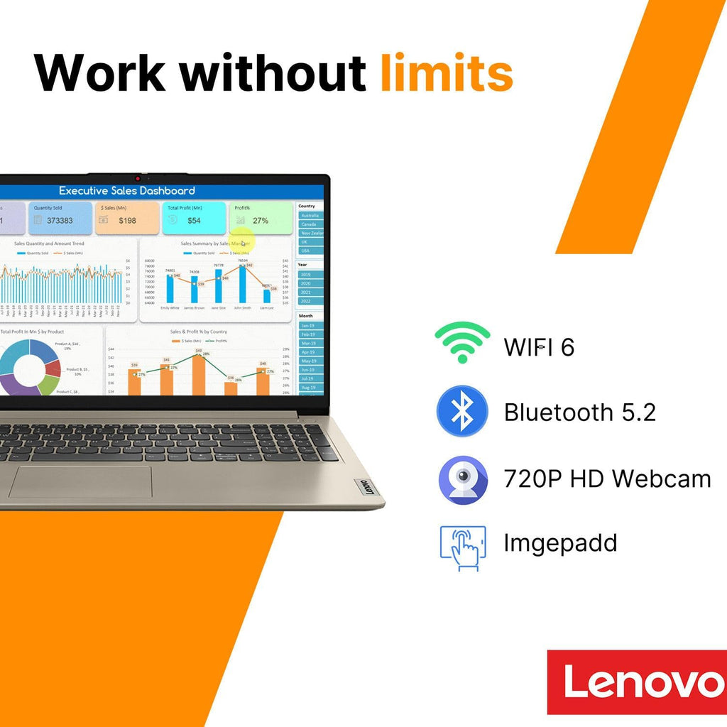 Ordinateur compact portable professionnel Lenovo IdeaPad 15,6 pouces • Microsoft Office 365 • 1,1 To de stockage • DDR4 • Processeur Intel double cœur • 1 To de stockage cloud et 128 Go de SSD • Wi-Fi 6 • Intelligence artificielle Copilot • HDMI •
