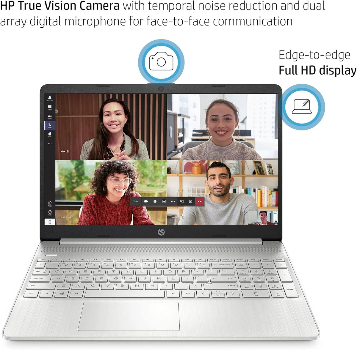 Ordinateur compact portable professionnel HP Windows 11 Pro 15,6" FHD, processeur Intel Core i5-1135G7 de 11e génération, 16 Go de RAM, SSD de 512 Go, carte graphique Intel Iris Xe, pavé numérique, autonomie longue durée, Wi-Fi 5, Bluetooth 4.2