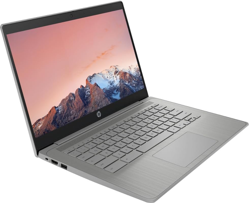 Ordinateur compact portable HP Chromebook 14 Professionnel et Étudiant : 4 Go de RAM, 576 Go de stockage (64 Go eMMC + station d’accueil de 512 Go), processeur Intel Celeron à 4 cœurs, webcam HD, longue autonomie, Chrome OS, écouteurs PLUSERA